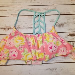 PINK floral bikini top